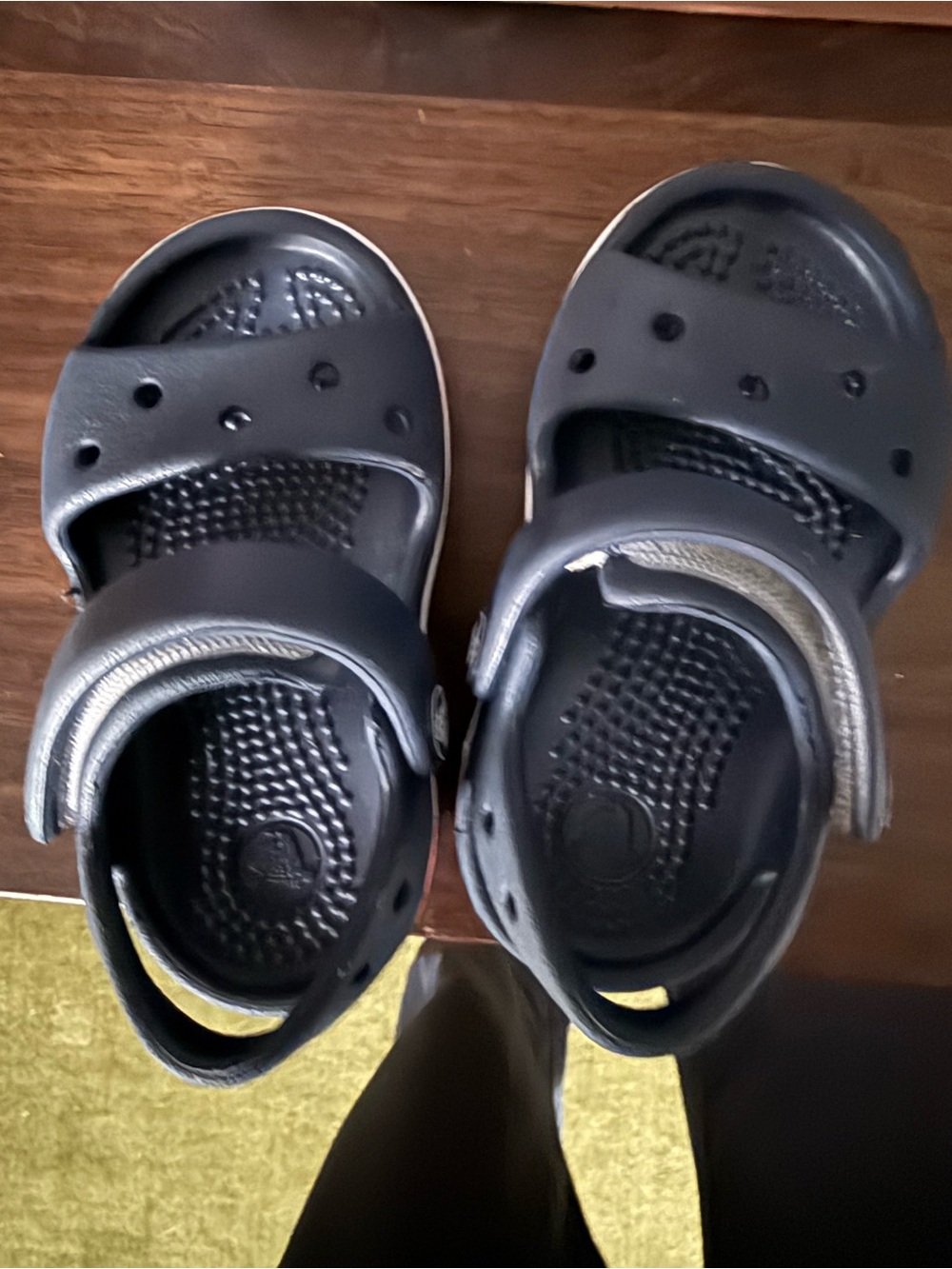 CROCS Kids Navy Blue Slip-On Clog Sandals with Silver Trim
